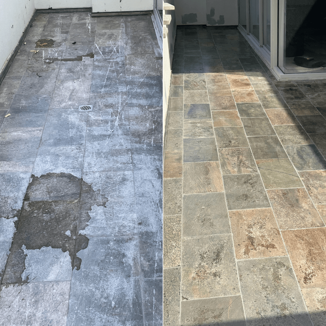 balcony retiling before and after